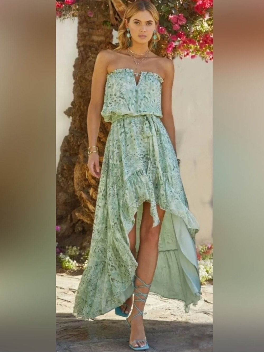 Ramy Brook | Strapless Printed Neve Julco High-Low Floral Maxi Summer Dress
